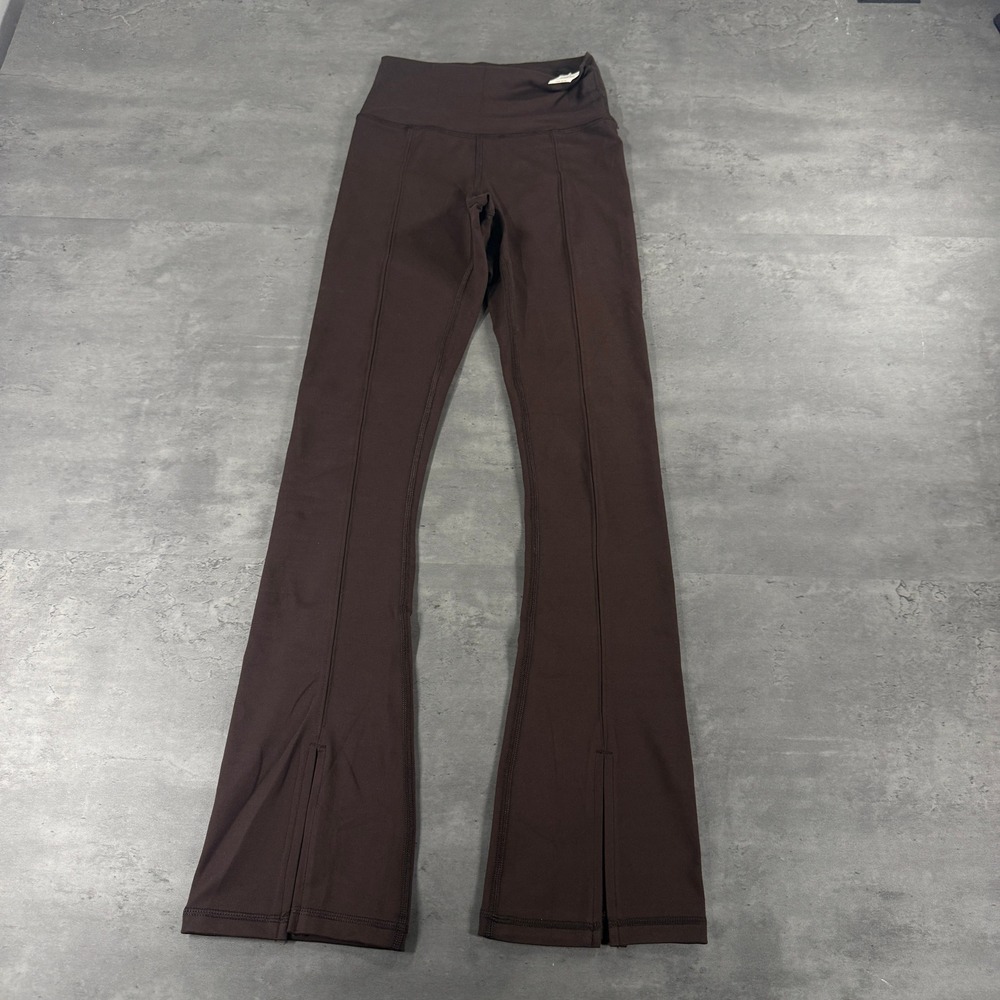 Aerie Leggings XS Short The Hugger Mini Flare Brown Front Slit $65 Gym Yoga